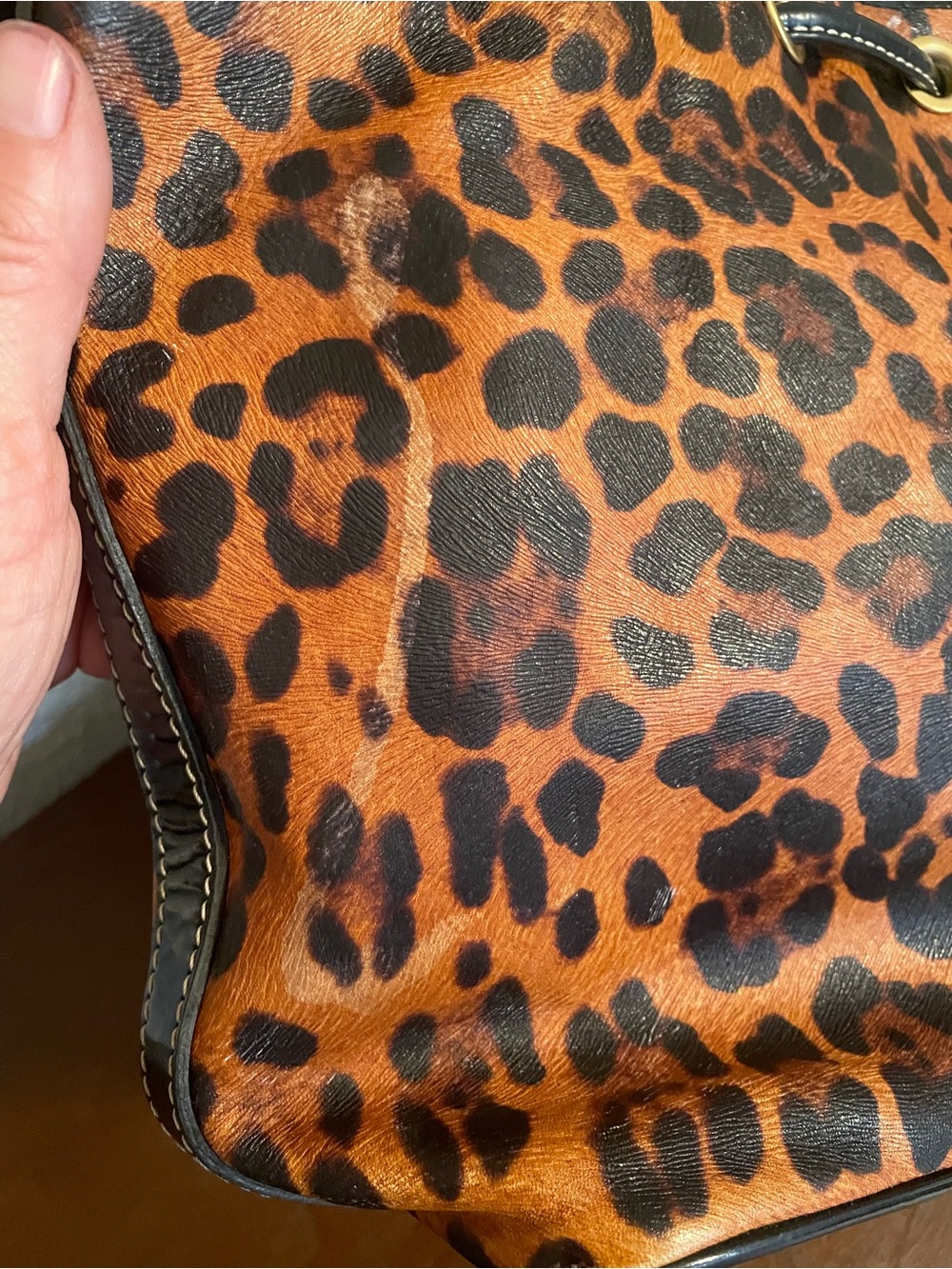 Dooney & Bourke Leopard Print Drawstring Shoulder Bag - Brown and Black - Picture 10 of 15
